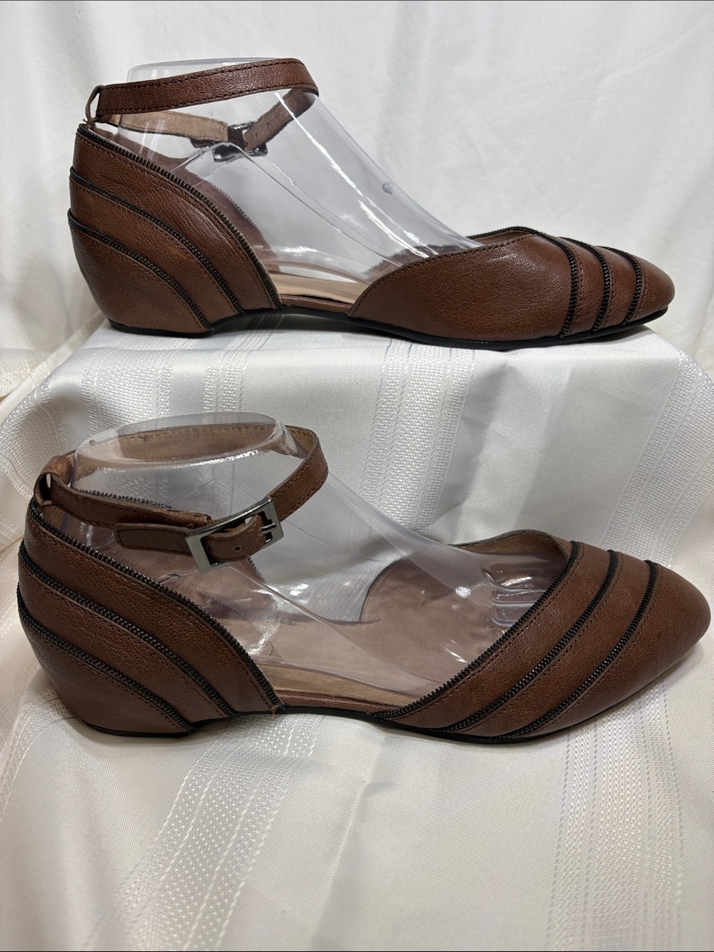 Adam Tucker -Becca Brown Pointed Ankle-Strap Flats - Picture 3 of 11